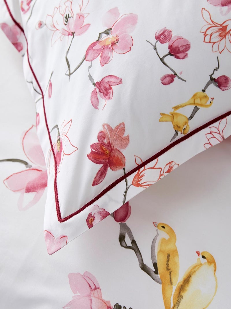 Taie de traversin imprimée fleurs et oiseaux Rose clair - Kiabi