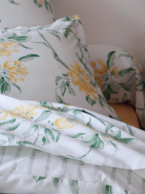 Taie de traversin percale de coton floral - Kiabi