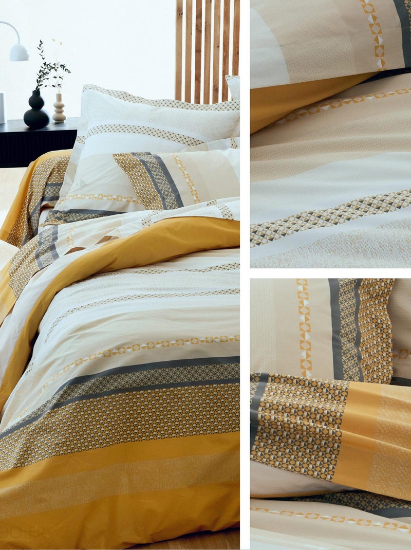 Taie de traversin percale de coton MARLOW Jaune moutarde - Kiabi