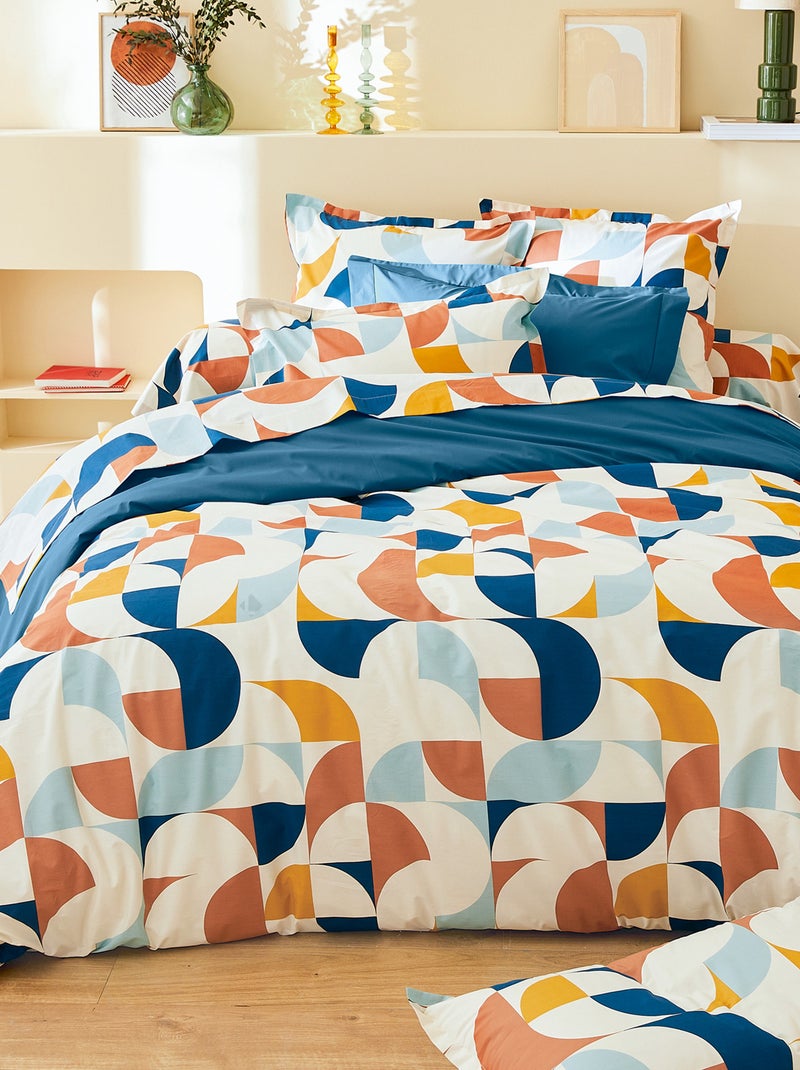 Taie de traversin percale de coton MODULO Bleu cobalt - Kiabi