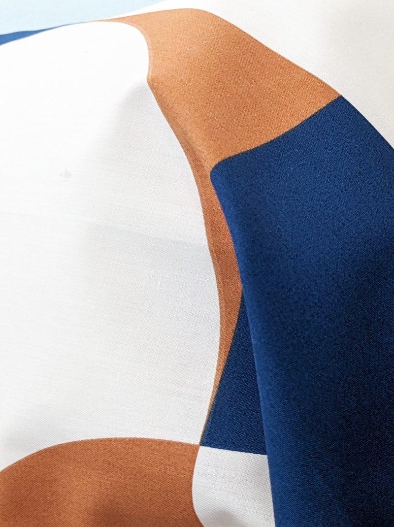 Taie de traversin percale de coton MODULO Bleu cobalt - Kiabi