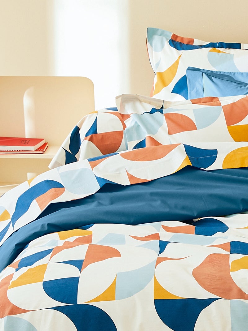 Taie de traversin percale de coton MODULO Bleu cobalt - Kiabi