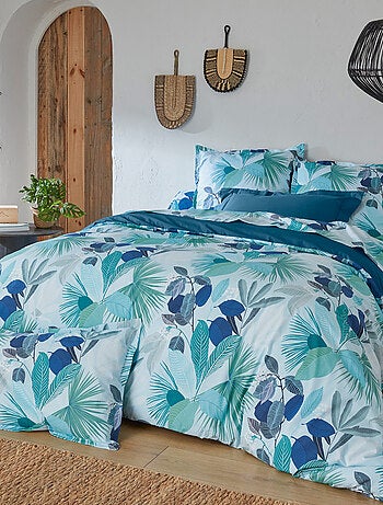 Taie de traversin percale de coton MOOREA PACIFIC bleu cobalt