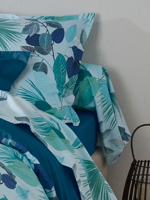 Taie de traversin percale de coton MOOREA PACIFIC bleu cobalt - Kiabi