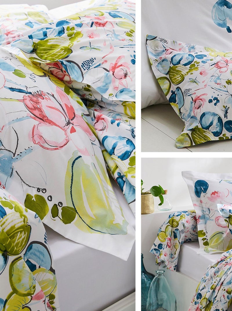 Taie de traversin percale de coton NENUPHAR Gris clair - Kiabi