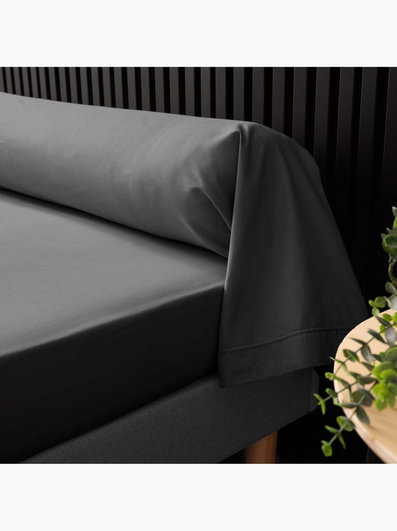 Taie de traversin percale de coton ORIGINE gris anthracite - Kiabi