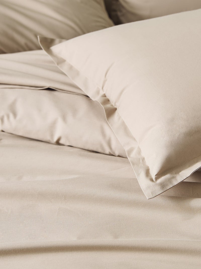 Taie de traversin percale de coton piquée unie Beige - Kiabi
