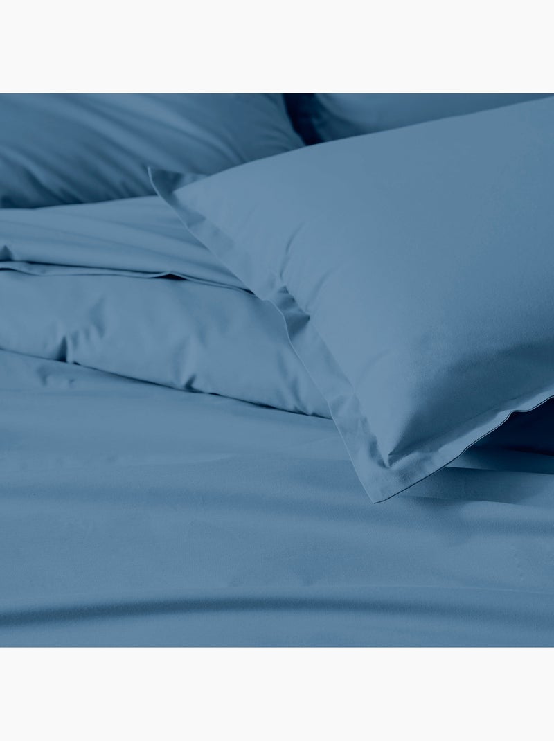 Taie de traversin percale de coton piquée unie Bleu ardoise - Kiabi