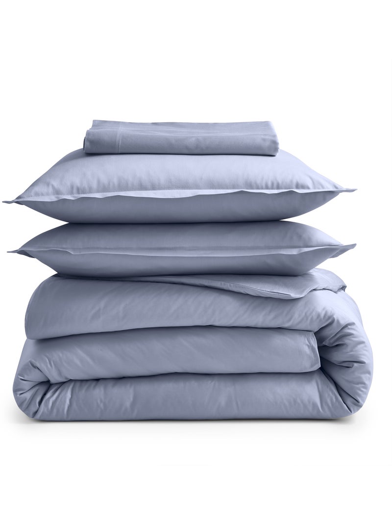 Taie de traversin percale de coton piquée unie Bleu gris - Kiabi