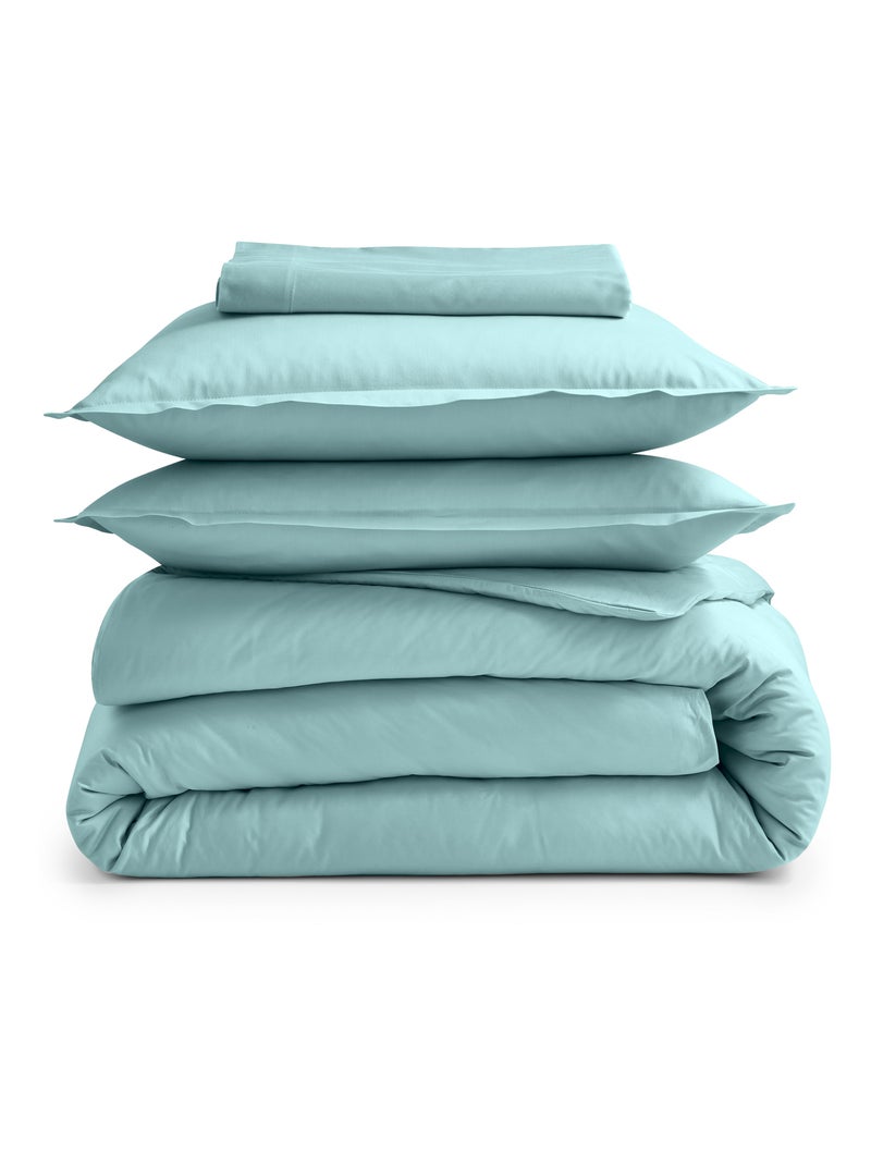Taie de traversin percale de coton piquée unie Bleu turquoise - Kiabi