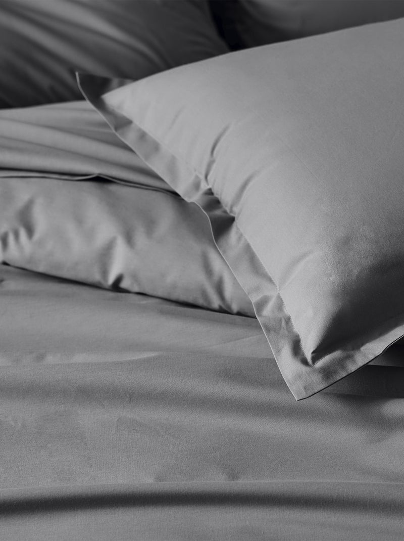 Taie de traversin percale de coton piquée unie gris anthracite - Kiabi