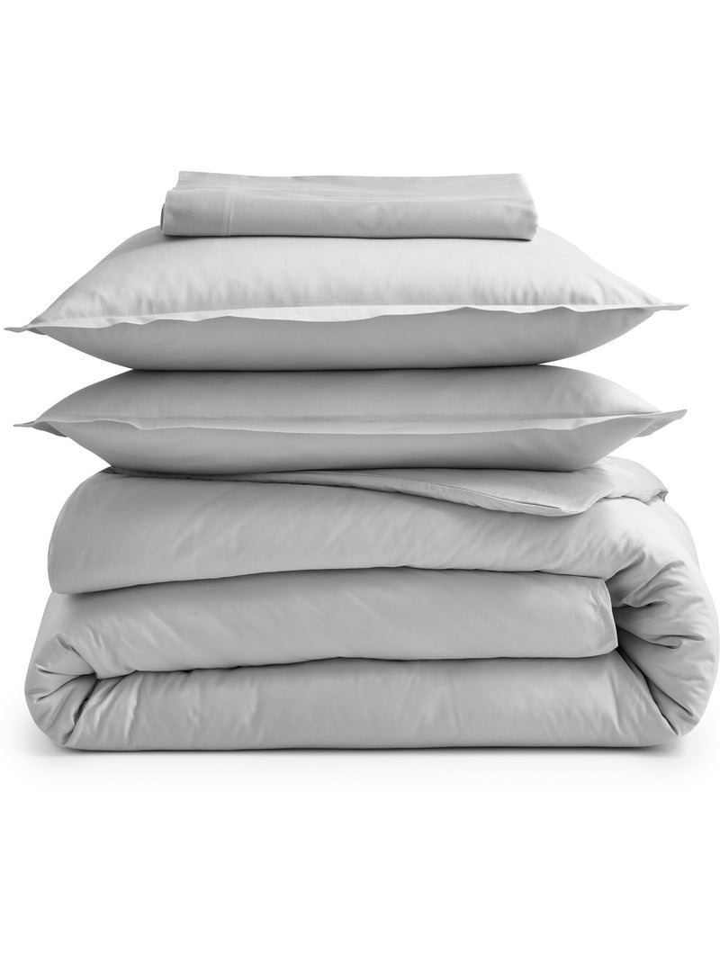 Taie de traversin percale de coton piquée unie Gris clair - Kiabi