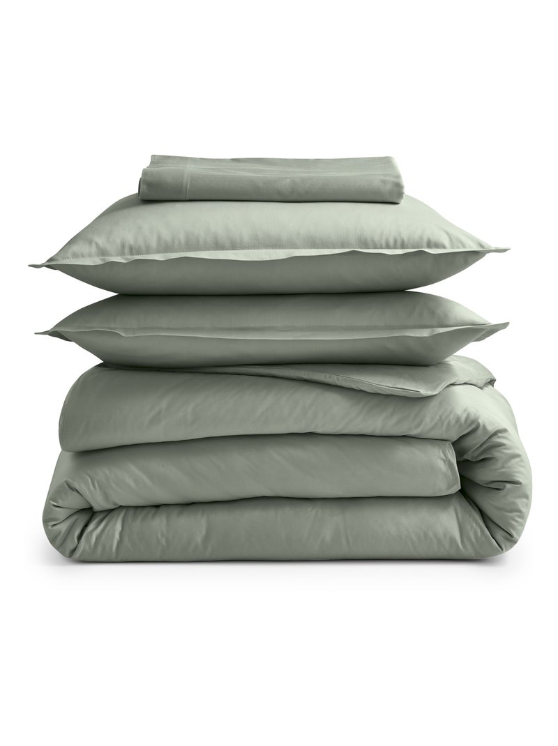 Taie de traversin percale de coton piquée unie Kaki - Kiabi