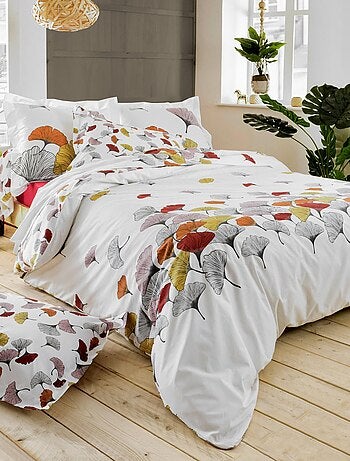 Taie de traversin percale pur coton GINKGO