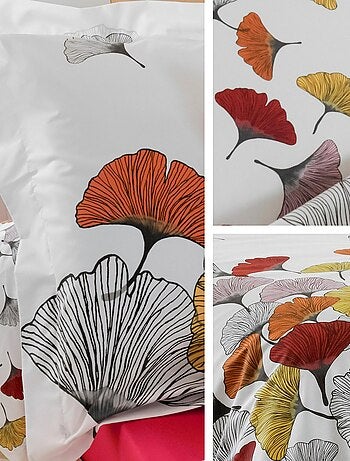 Taie de traversin percale pur coton GINKGO