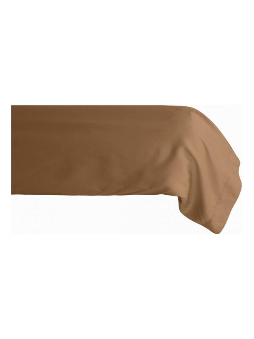 Taie de traversin percale pur coton peigné longues fibres 80 fils/cm² Vent du sud Marron - Kiabi