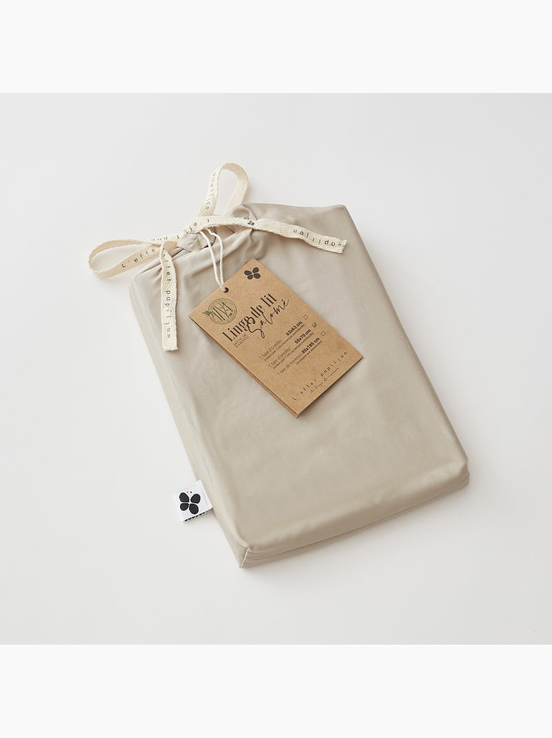 Taie de Traversin – Satin de Bambou –  Ultra douce - Salomé Beige naturel - Kiabi