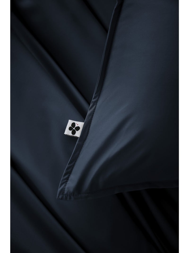 Taie de Traversin – Satin de Bambou –  Ultra douce - Salomé Bleu foncé - Kiabi