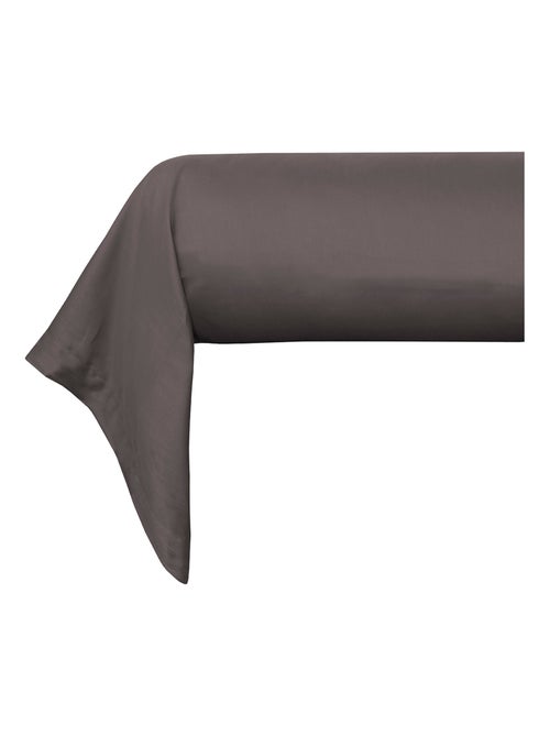 Taie de traversin satin de coton anthracite - Kiabi