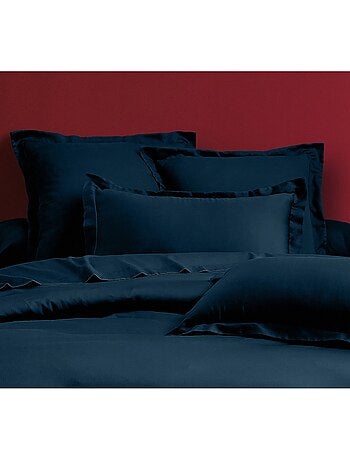 Taie de traversin satin de coton bleu