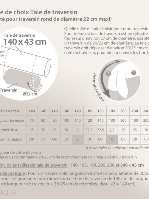 Taie de traversin satin de coton CAYENNE - Kiabi