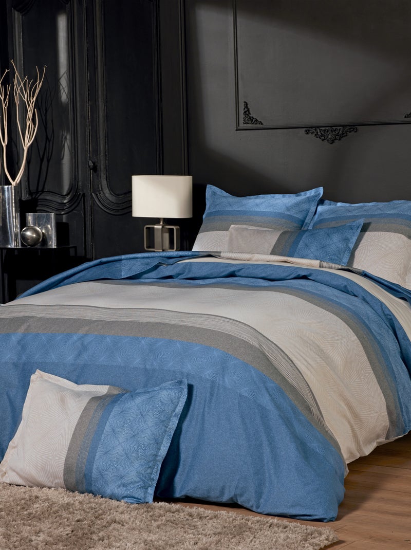 Taie de traversin satin de coton géométrique Bleu - Kiabi