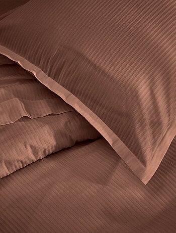 Taie de traversin satin de coton rayures ton sur ton