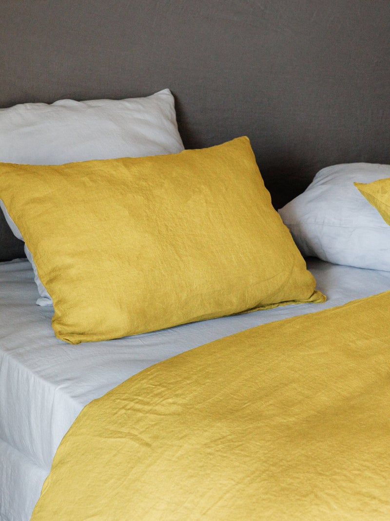 Taie de traversin SONATE lin lavé froissé Jaune or - Kiabi