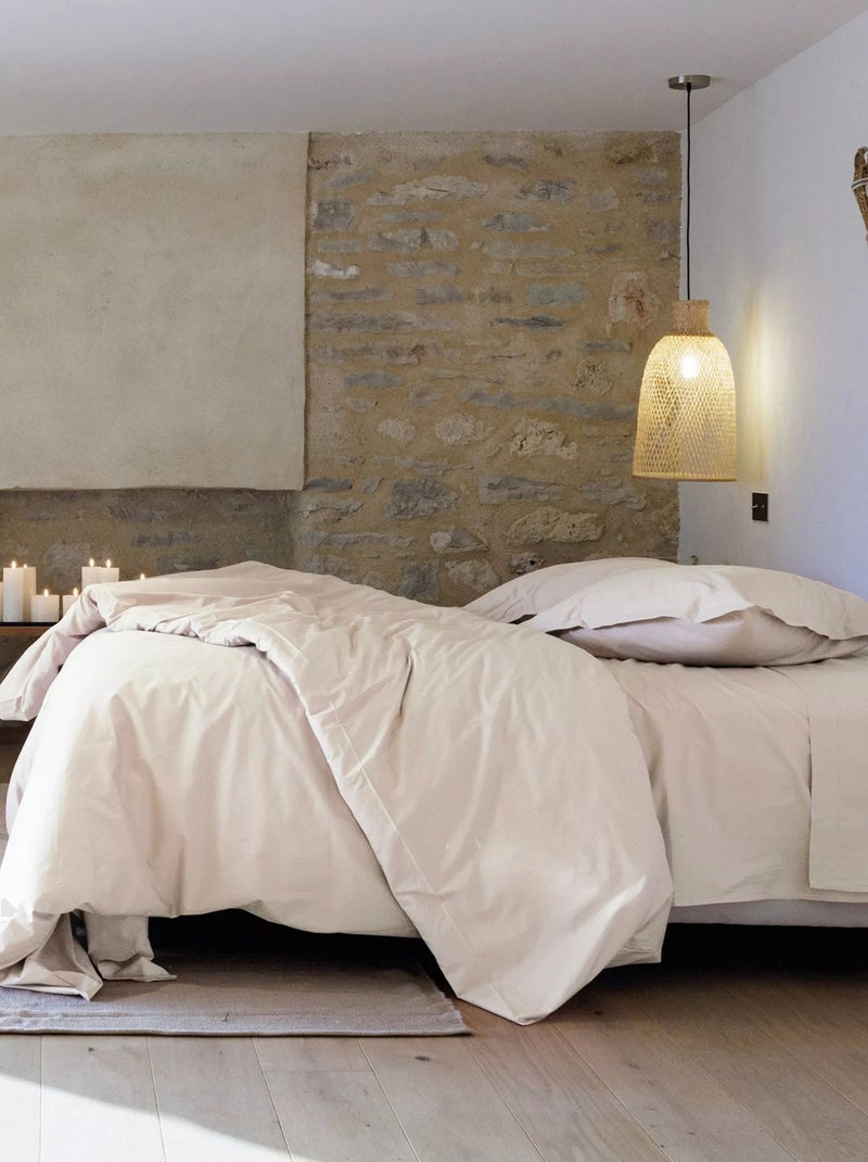 Taie de traversin uni percale de coton MANOIR Blanc cassé - Kiabi