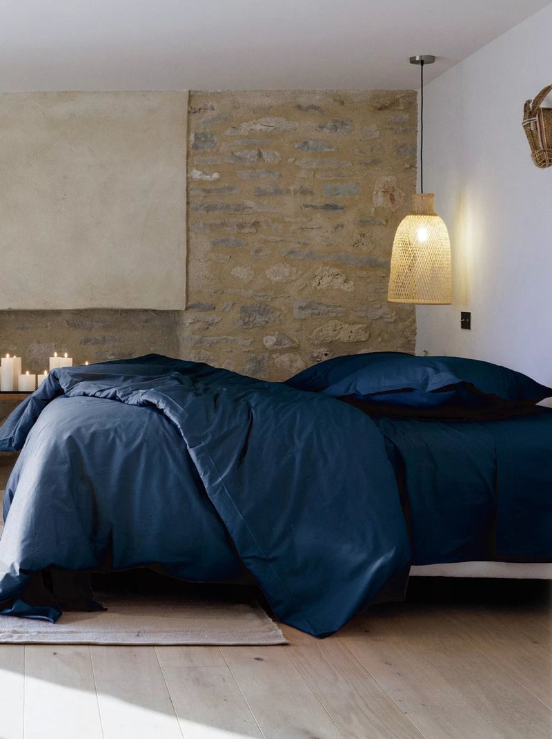 Taie de traversin uni percale de coton MANOIR Bleu marine - Kiabi
