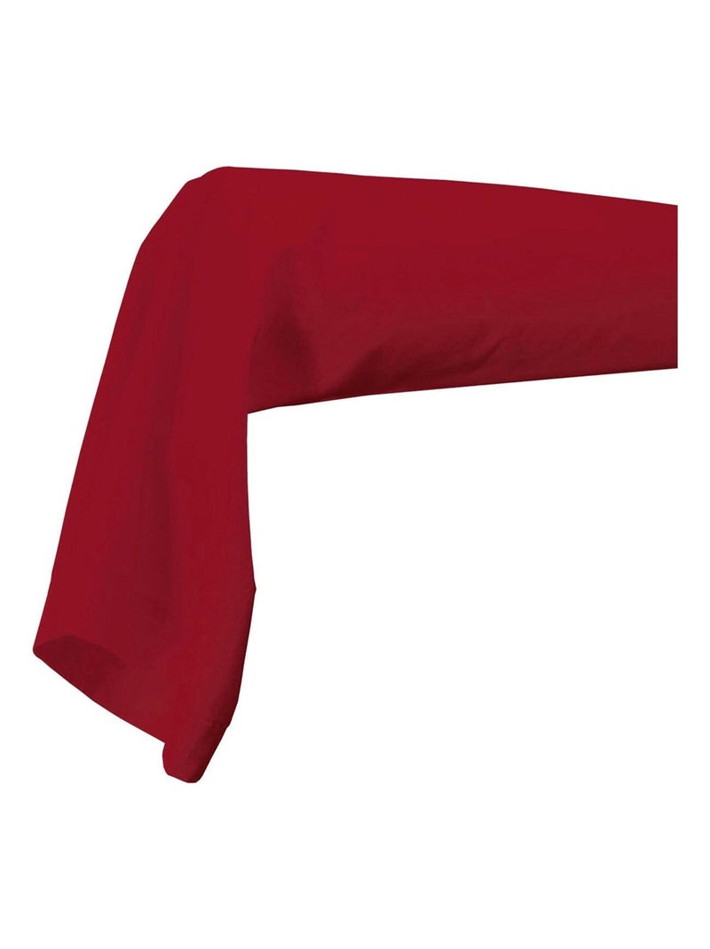 Taie De Traversin 45x185 Cm - Modèle Cottage En Coton 100% - Aspect Froissé Bohème, Couleur Rouge - Sans Repassage