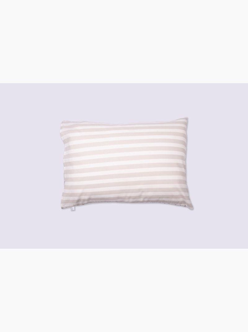 Taie d’oreiller - 100 % coton 57 fils - Imprimé floral réversible NORA Beige - Kiabi