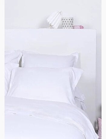 Taie d'oreiller - cote deco - uni - coton - blanc - 50x70 cm