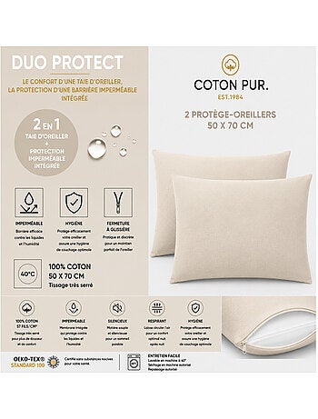 Taie d'oreiller - coton pur - 100 % coton 57 fils/cm²