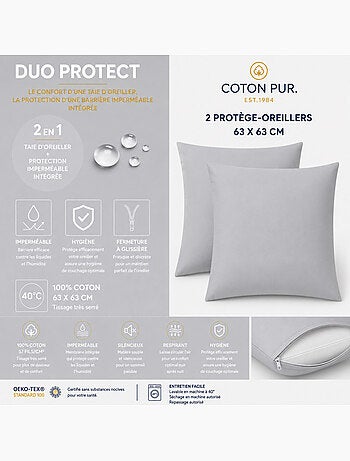 Taie d'oreiller - coton pur - 100 % coton 57 fils/cm²
