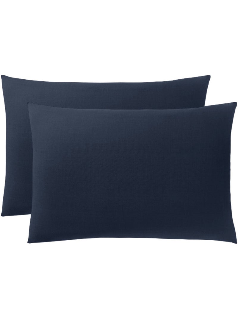 Taie d'oreiller - Coton Pur - 100 % Coton 57 Fils/cm² Bleu nuit - Kiabi
