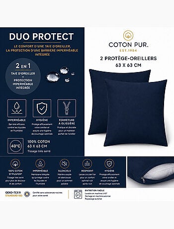 Taie d'oreiller - coton pur - 100 % coton 57 fils/cm²