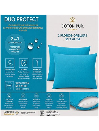 Taie d'oreiller - coton pur - 100 % coton 57 fils/cm²