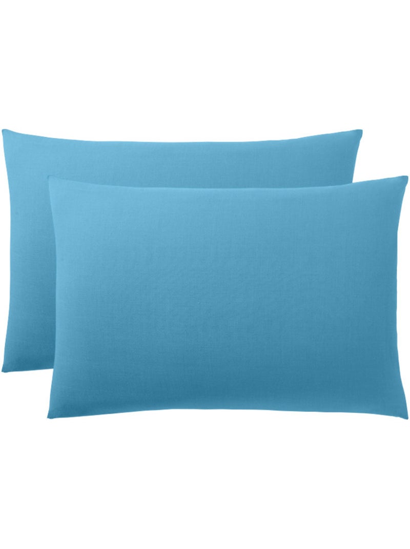 Taie d'oreiller - coton pur - 100 % coton 57 fils/cm² Bleu turquoise - Kiabi