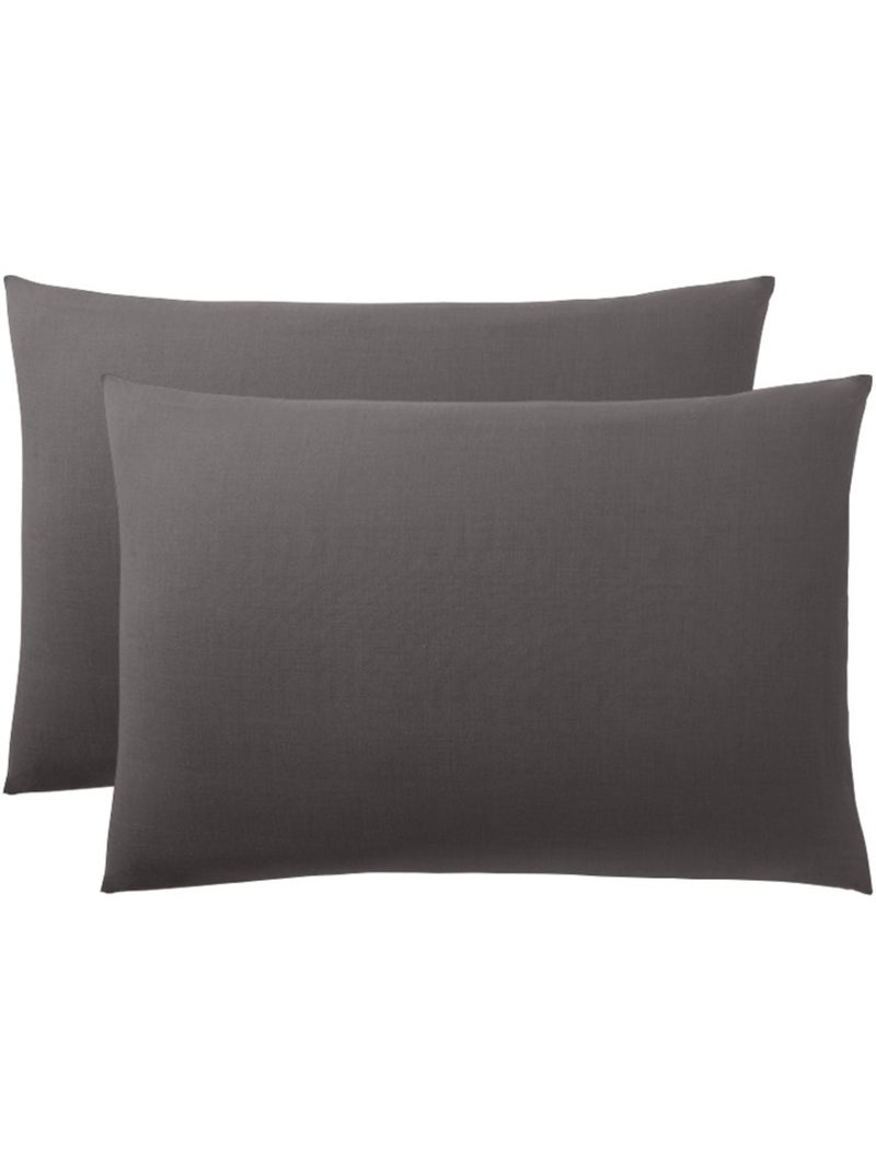 Taie d'oreiller - coton pur - 100 % coton 57 fils/cm² Gris - Kiabi