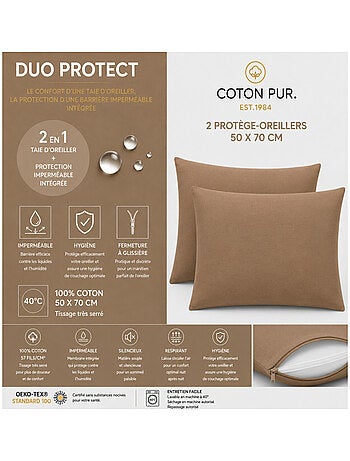 Taie d'oreiller - coton pur - 100 % coton 57 fils/cm²