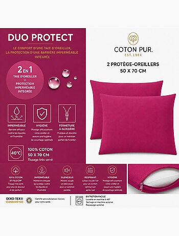 Taie d'oreiller - coton pur - 100 % coton 57 fils/cm²