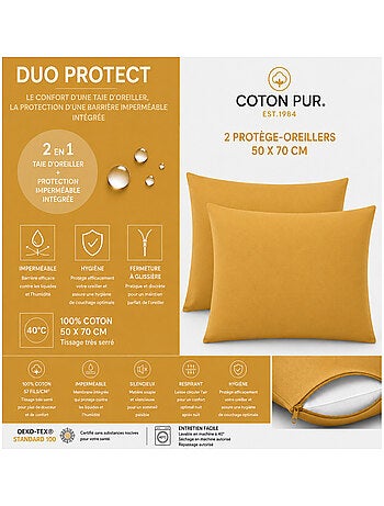 Taie d'oreiller - coton pur - 100 % coton 57 fils/cm²