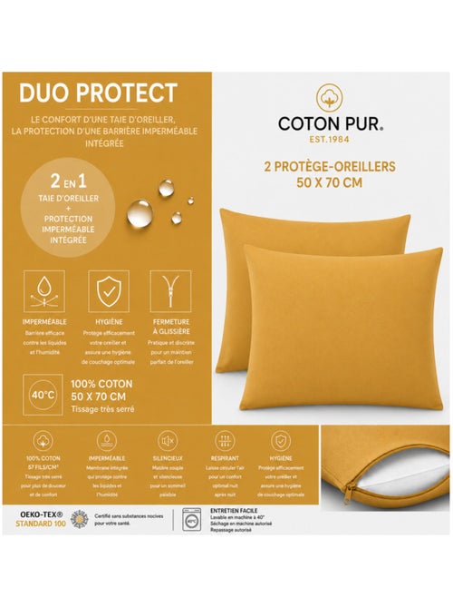 Taie d'oreiller - coton pur - 100 % coton 57 fils/cm² - Kiabi Taie d'oreiller - coton pur - 100 % coton 57 fils/cm² - Kiabi