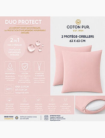Taie d'oreiller - coton pur - 100 % coton 57 fils/cm²