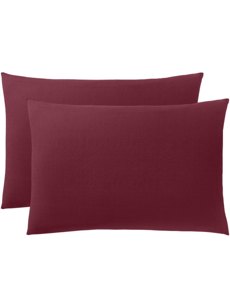 Taie d'oreiller - Coton Pur - 100 % Coton 57 Fils/cm² Rouge grenat - Kiabi