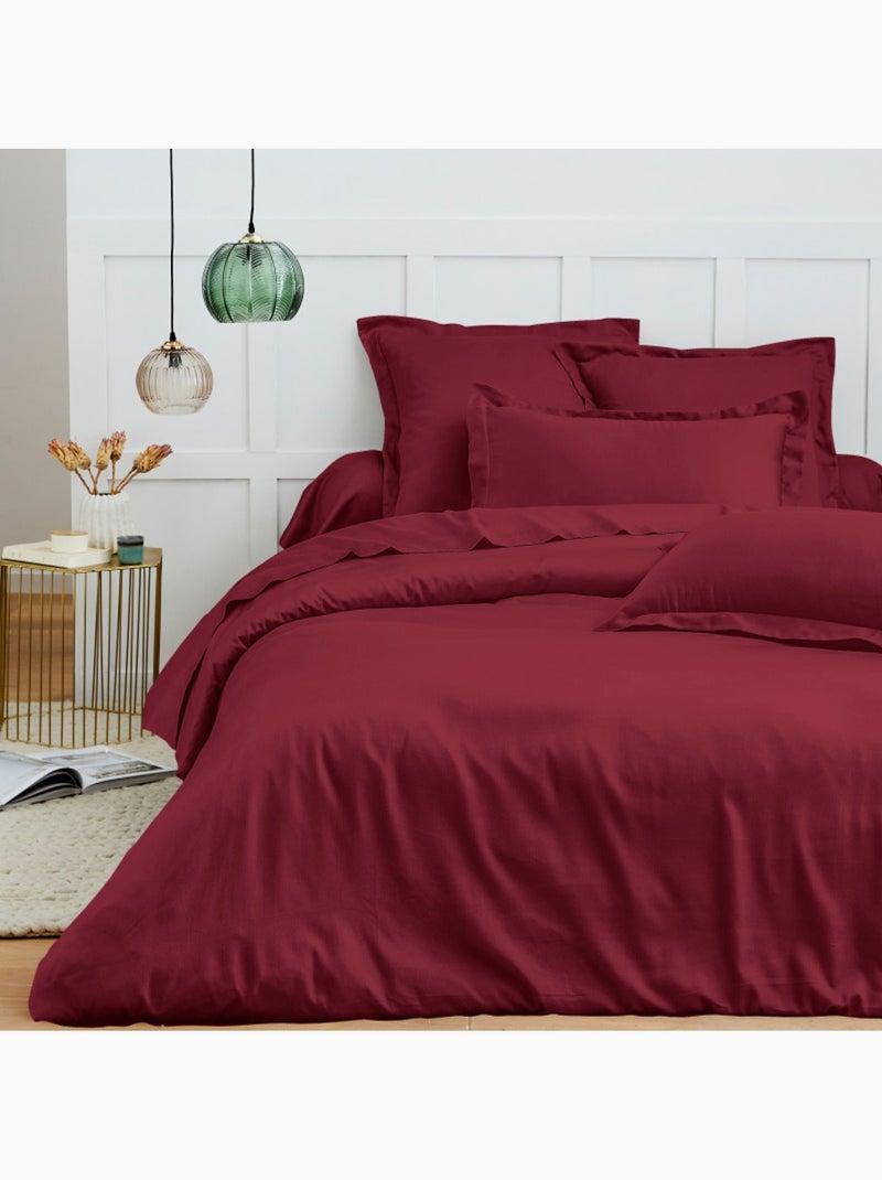 Taie d'oreiller - Coton Pur - 100 % Coton 57 Fils/cm² Rouge grenat - Kiabi