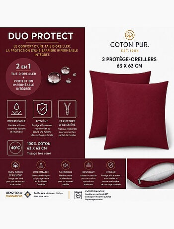 Taie d'oreiller - coton pur - 100 % coton 57 fils/cm²