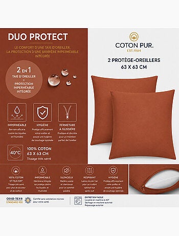 Taie d'oreiller - coton pur - 100 % coton 57 fils/cm²