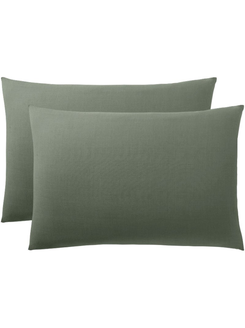 Taie d'oreiller - coton pur - 100 % coton 57 fils/cm² Vert chèvrefeuille - Kiabi